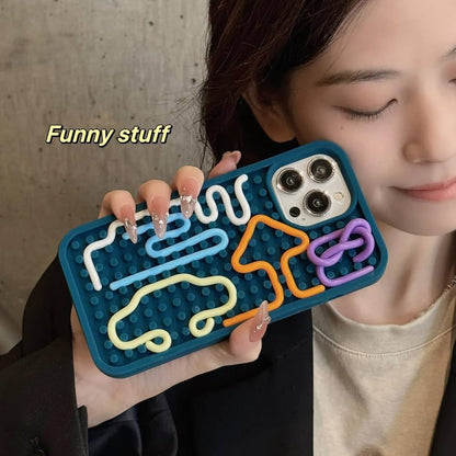 iPhone Funny DIY Case with Colorful Rope Design,(for iPhone 14-16)