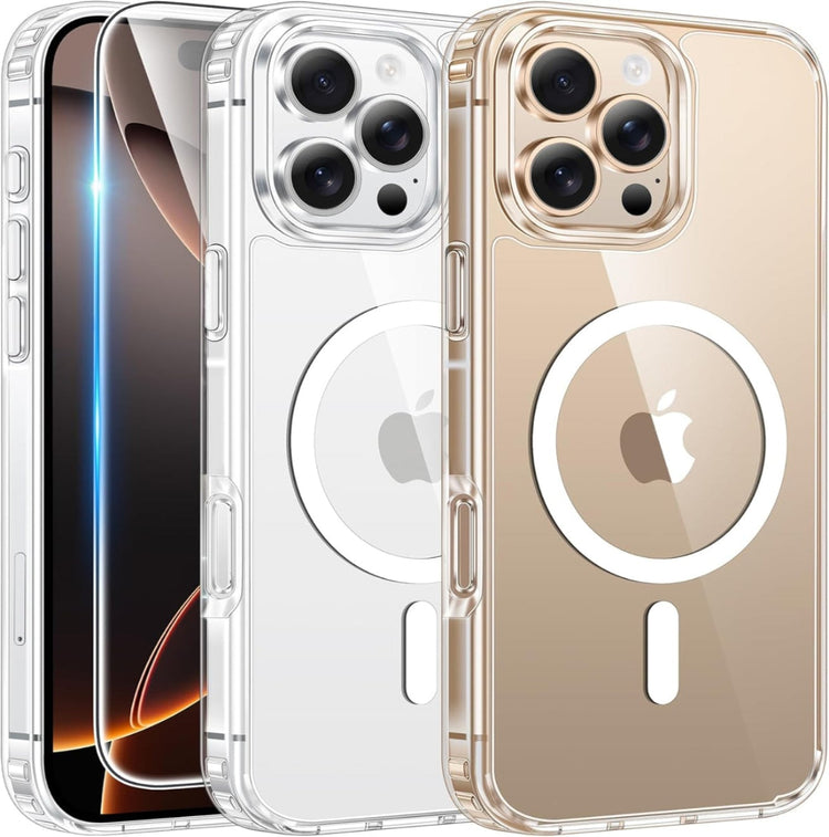 MagSafe Magnetic Clear Case + Screen Protector for iPhone 13, 14, 15 & 16 Series