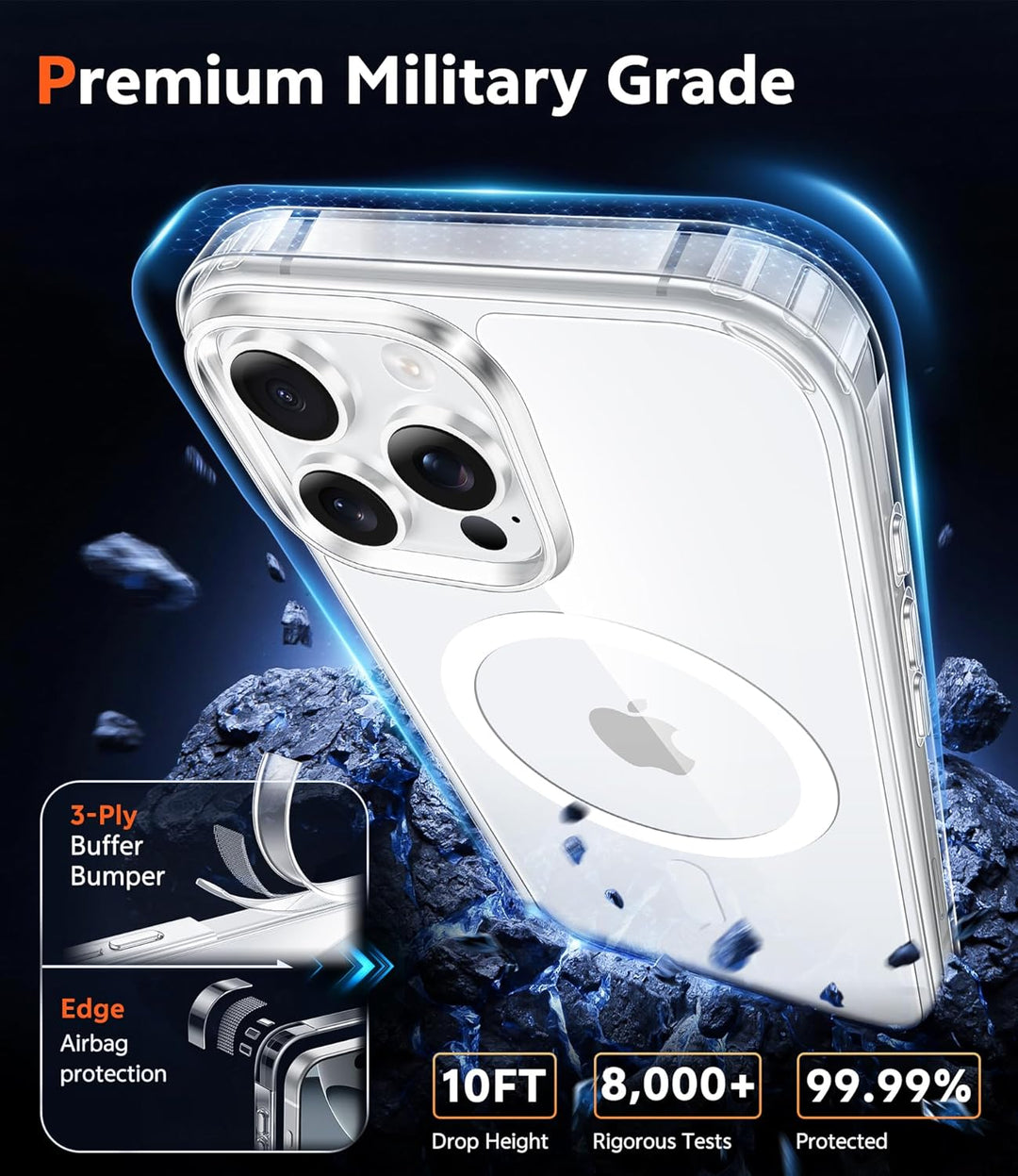 MagSafe Magnetic Clear Case + Screen Protector for iPhone 13, 14, 15 &amp; 16 Series