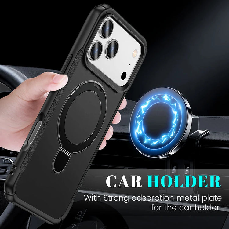 Metal Ring Stand Matte Magnetic Case For Magsafe IPhone 18 17 15 14 13 12 11 16 17 Pro Max Plus Wireless Charger Cover