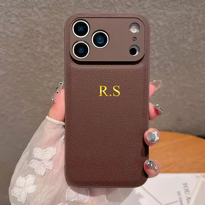 Personalized Luxury Customized Name 3D DIY Hot Engrave Faux Leather Phone Case For iPhone 17 16 15 14 13 Pro Max Plus Air