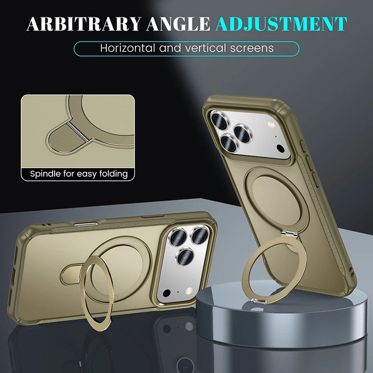 Metal Ring Stand Matte Magnetic Case For Magsafe IPhone 18 17 15 14 13 12 11 16 17 Pro Max Plus Wireless Charger Cover
