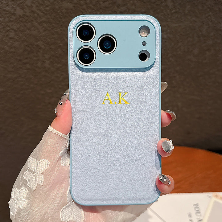 Personalized Luxury Customized Name 3D DIY Hot Engrave Faux Leather Phone Case For iPhone 17 16 15 14 13 Pro Max Plus Air