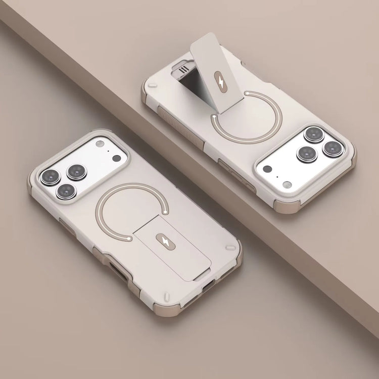 Luxury Fold Stand Holder For Magsafe Armor Phone Case for iPhone 17 16 Plus Pro Max Plus Magnetic Shockproof Bumper Matte Cover