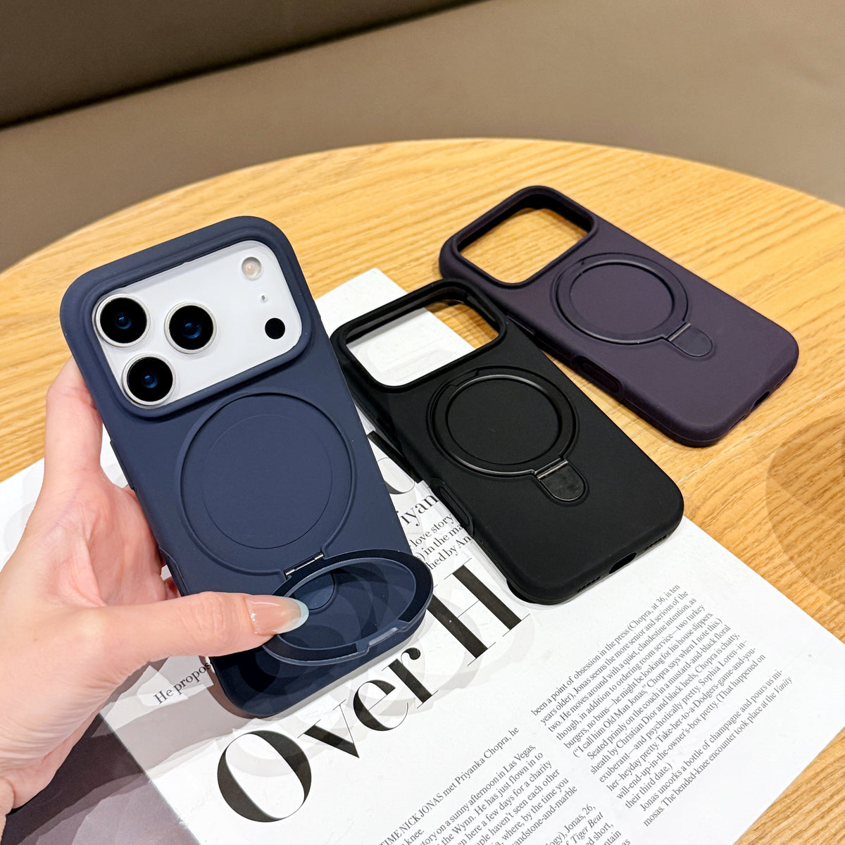 Metal Ring Stand Matte Magnetic Case For Magsafe IPhone 18 17 15 14 13 12 11 16 17 Pro Max Plus Wireless Charger Cover