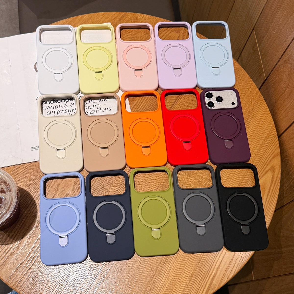 Metal Ring Stand Matte Magnetic Case For Magsafe IPhone 18 17 15 14 13 12 11 16 17 Pro Max Plus Wireless Charger Cover