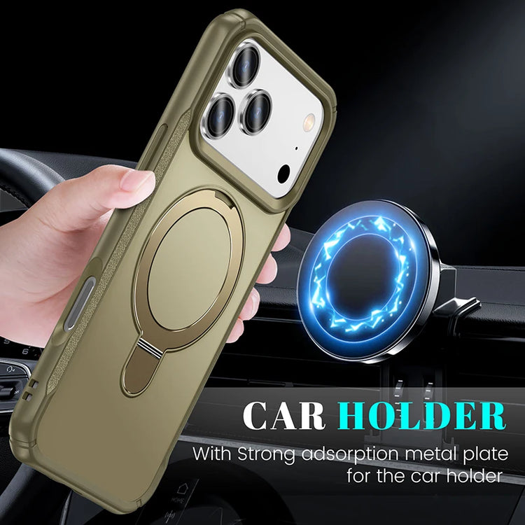 Metal Ring Stand Matte Magnetic Case For Magsafe IPhone 18 17 15 14 13 12 11 16 17 Pro Max Plus Wireless Charger Cover