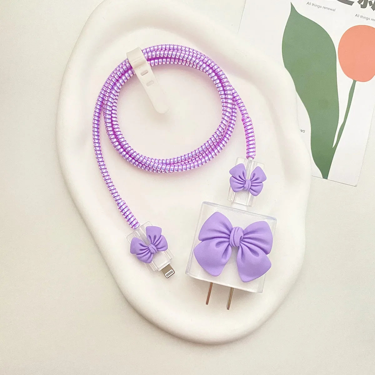 Cute IPhone Charger Protector Case 18W 20W  Cartoon Cat Charger Head Cover Line Spiral Winder for IPhone 15 14 13 12 Pro Max