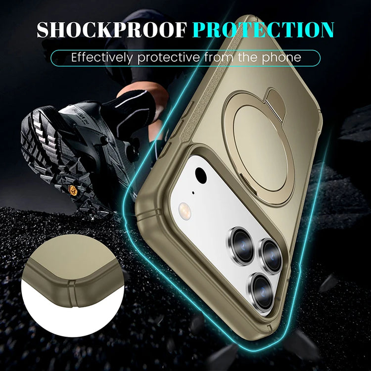 Metal Ring Stand Matte Magnetic Case For Magsafe IPhone 18 17 15 14 13 12 11 16 17 Pro Max Plus Wireless Charger Cover