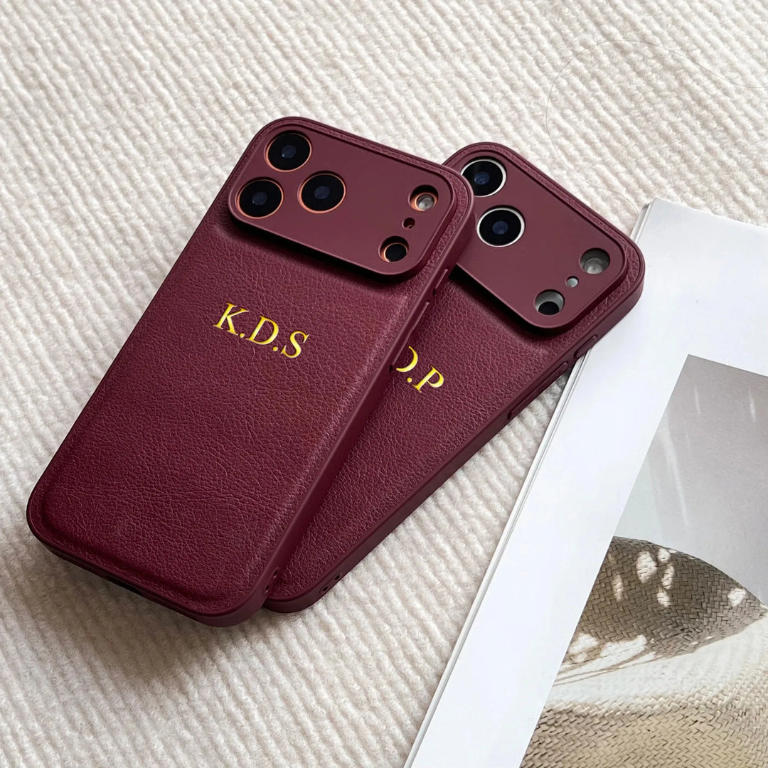 Personalized Luxury Customized Name 3D DIY Hot Engrave Faux Leather Phone Case For iPhone 17 16 15 14 13 Pro Max Plus Air