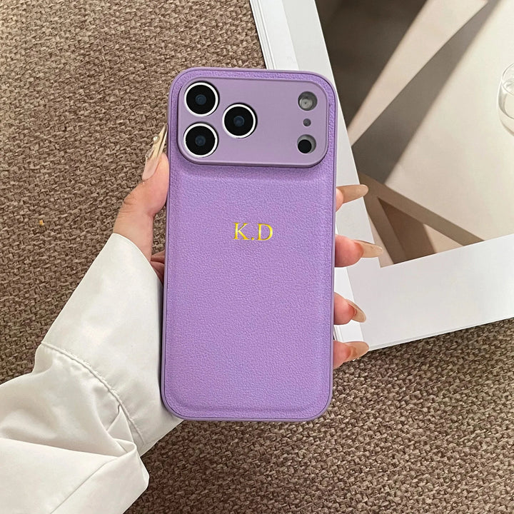 Personalized Luxury Customized Name 3D DIY Hot Engrave Faux Leather Phone Case For iPhone 17 16 15 14 13 Pro Max Plus Air