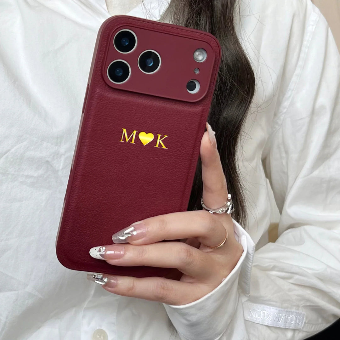 Personalized Luxury Customized Name 3D DIY Hot Engrave Faux Leather Phone Case For iPhone 17 16 15 14 13 Pro Max Plus Air