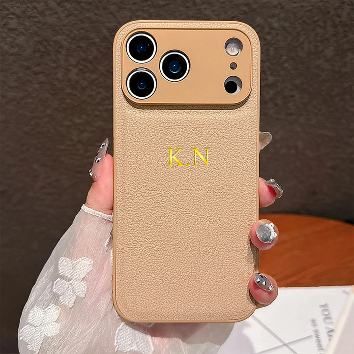 Personalized Luxury Customized Name 3D DIY Hot Engrave Faux Leather Phone Case For iPhone 17 16 15 14 13 Pro Max Plus Air