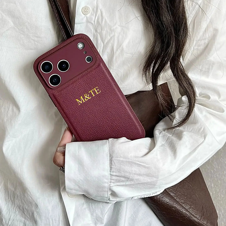 Personalized Luxury Customized Name 3D DIY Hot Engrave Faux Leather Phone Case For iPhone 17 16 15 14 13 Pro Max Plus Air