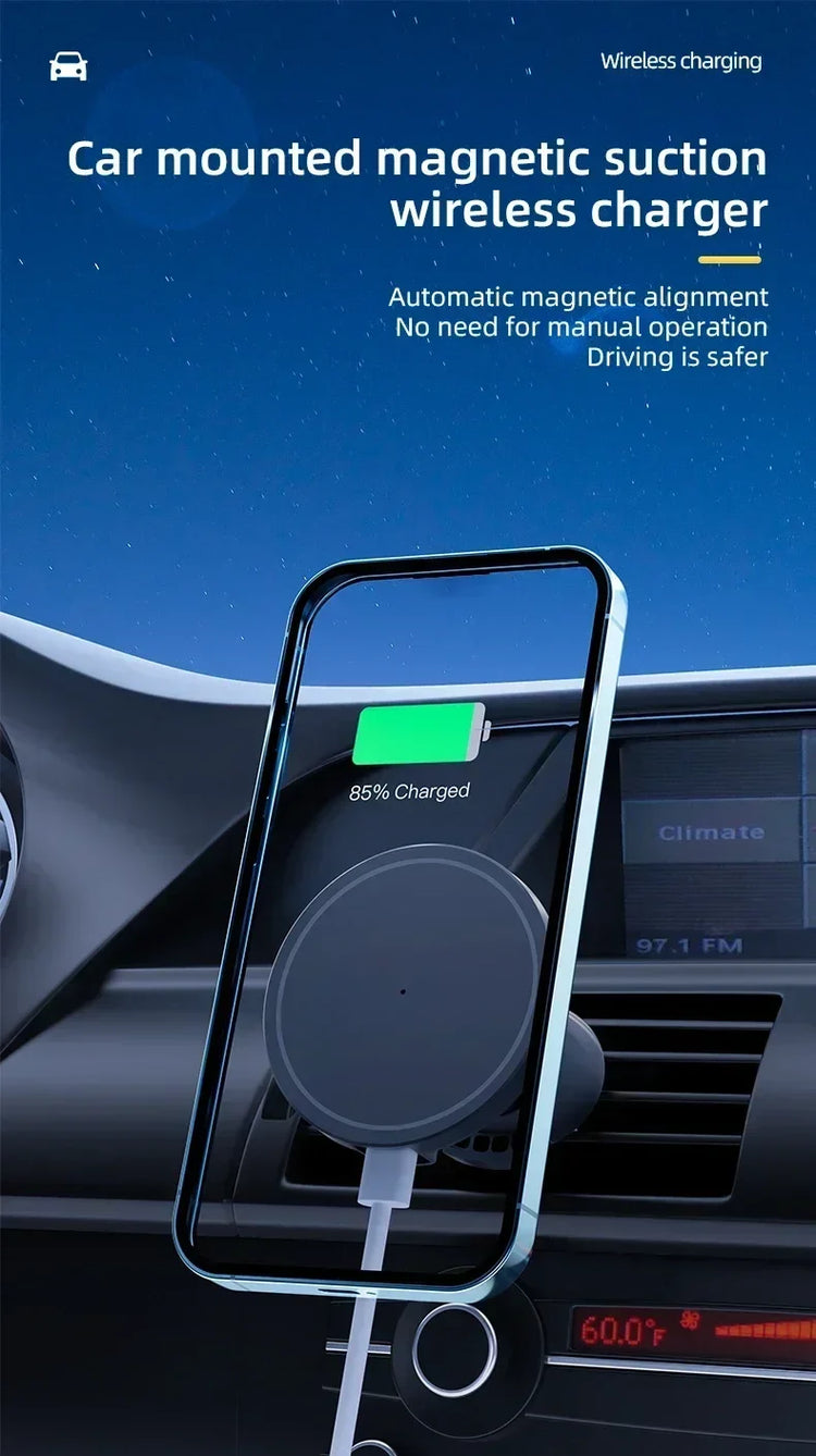 Magnetic Car Wireless Charger For iPhone 12 13 14 15 pro max Air Vent Car Phone Holder Stand Fast Car Charging