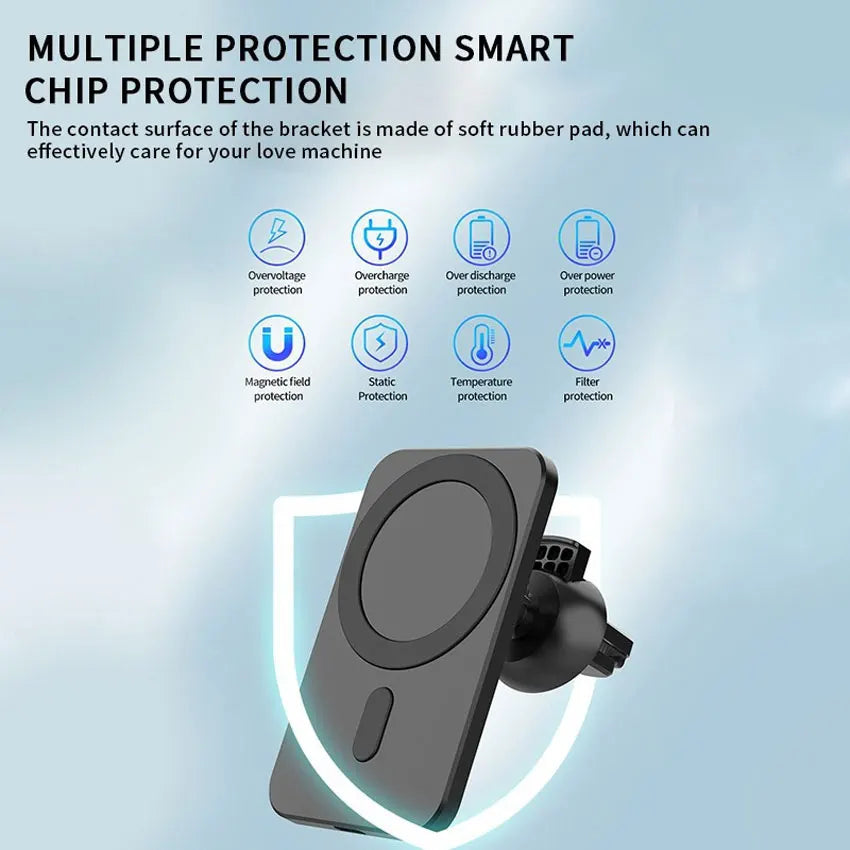 Mini Magnetic Wireless Car Charger Phone Holder Stand Car Mount For iPhone 17 16 15 14 13 12 Pro Max Fast Car Charging Station