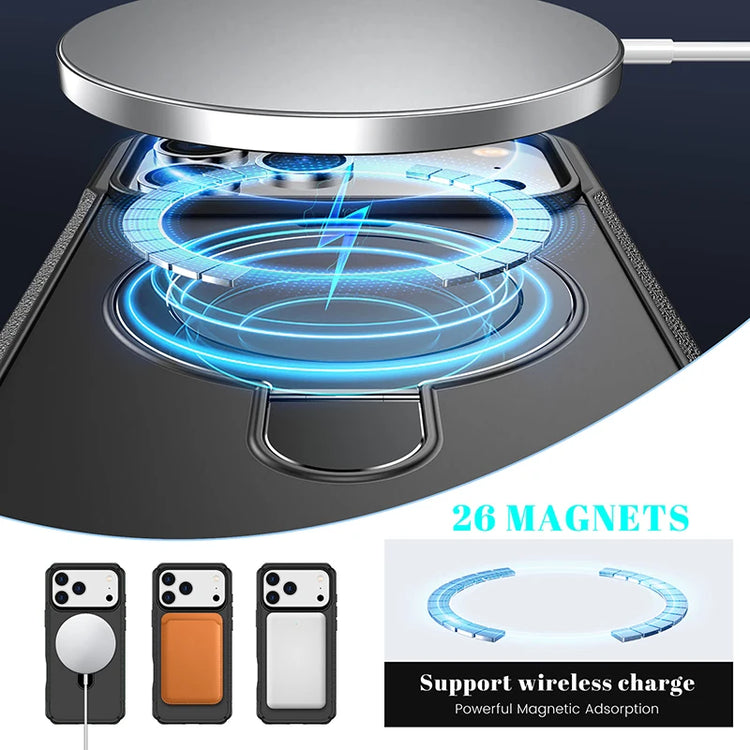 Metal Ring Stand Matte Magnetic Case For Magsafe IPhone 18 17 15 14 13 12 11 16 17 Pro Max Plus Wireless Charger Cover