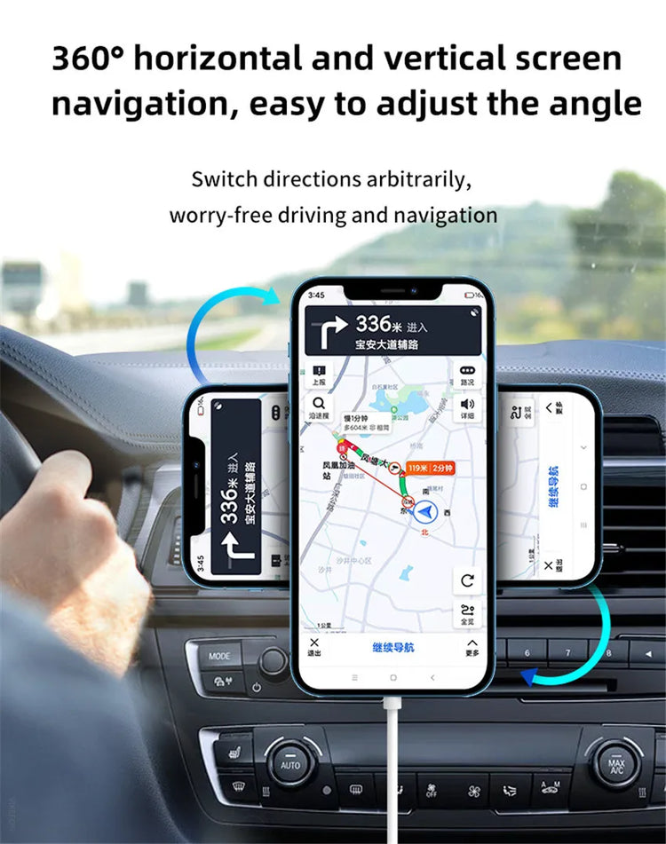 Mini Magnetic Wireless Car Charger Phone Holder Stand Car Mount For iPhone 17 16 15 14 13 12 Pro Max Fast Car Charging Station