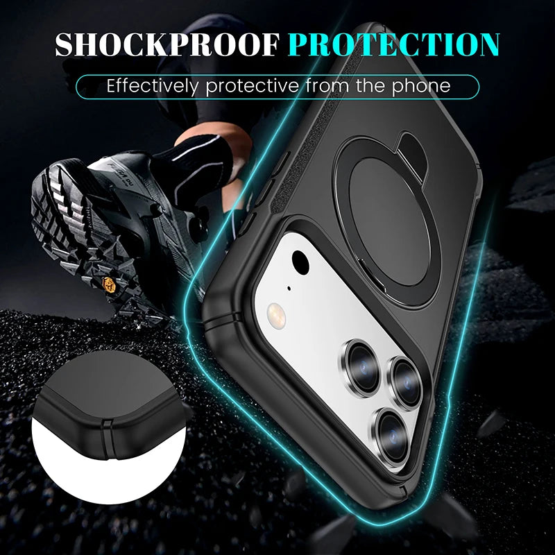 Metal Ring Stand Matte Magnetic Case For Magsafe IPhone 18 17 15 14 13 12 11 16 17 Pro Max Plus Wireless Charger Cover