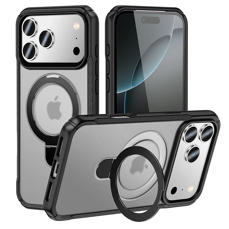 Metal Ring Stand Matte Magnetic Case For Magsafe IPhone 18 17 15 14 13 12 11 16 17 Pro Max Plus Wireless Charger Cover