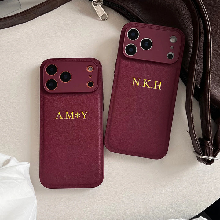 Personalized Luxury Customized Name 3D DIY Hot Engrave Faux Leather Phone Case For iPhone 17 16 15 14 13 Pro Max Plus Air