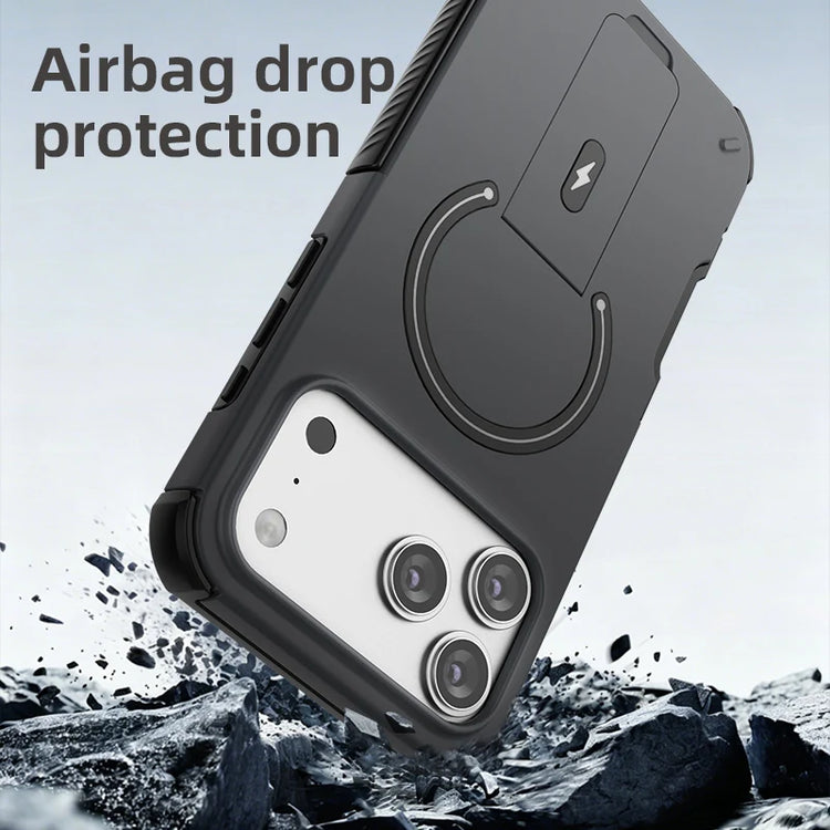 Luxury Fold Stand Holder For Magsafe Armor Phone Case for iPhone 17 16 Plus Pro Max Plus Magnetic Shockproof Bumper Matte Cover