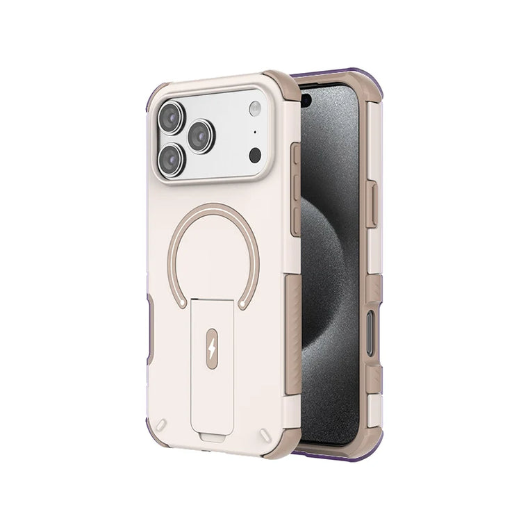 Luxury Fold Stand Holder For Magsafe Armor Phone Case for iPhone 17 16 Plus Pro Max Plus Magnetic Shockproof Bumper Matte Cover
