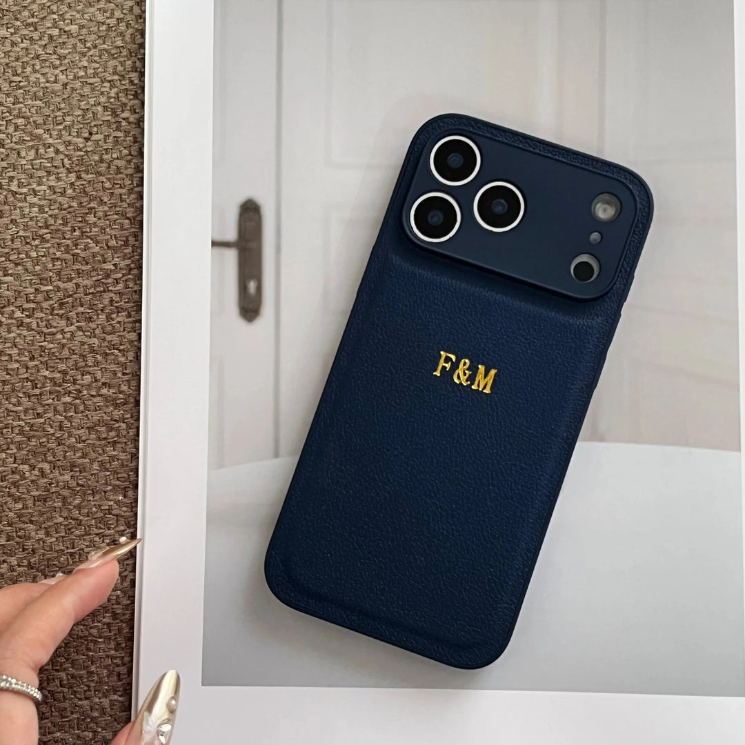 Personalized Luxury Customized Name 3D DIY Hot Engrave Faux Leather Phone Case For iPhone 17 16 15 14 13 Pro Max Plus Air